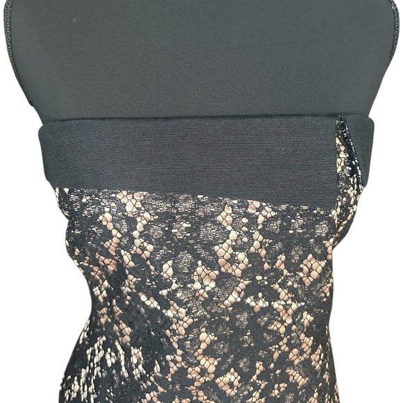 NWT Talbots Black & Gold Strapless Sheath Lace Dress w/ Asymmetrical Neckline - Picture 3 of 8